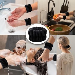 2 Pairs Black Spa Face Washing Wristbands
