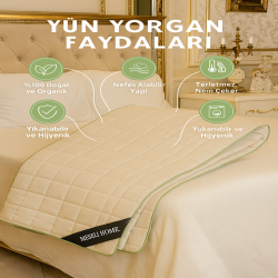 %100 Saf Yün Yorgan Biye Detaylı Yaz/Kış Kullanım | Premium Lüks Yıkanabilir