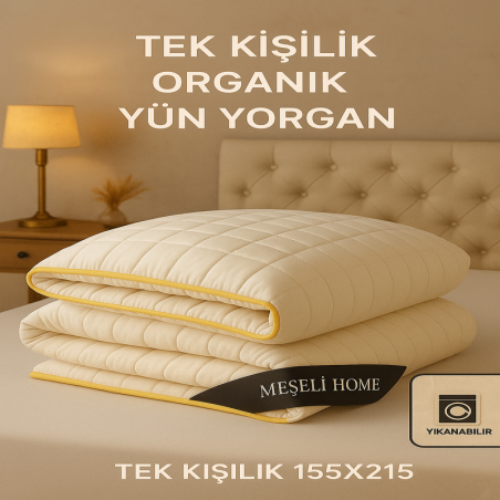 %100 Yün Yorgan Yıkanabilir Biye Detaylı | Özel Tasarım | Terletmez Nem Çeker | Uzun Ömürlü