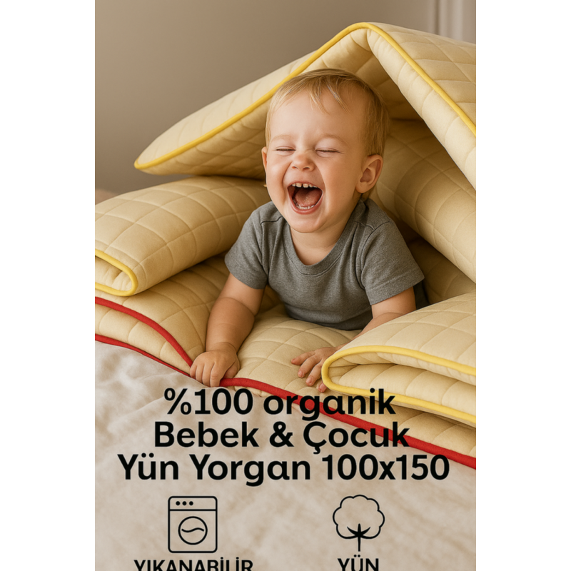 %100 Yün Bebek ve Çocuk Yorganı 100x150 cm – Yıkanabilir