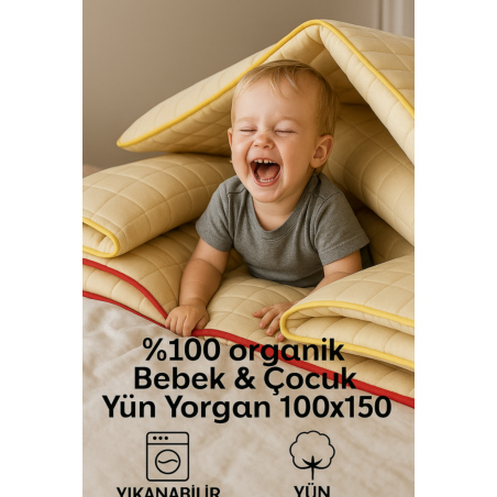 %100 Yün Bebek & Çocuk Yorganı 100x150