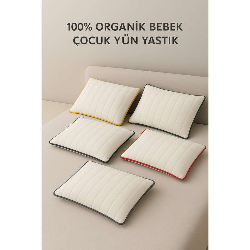 Bebek Çocuk Yün Yastık%100 Organik 40x50