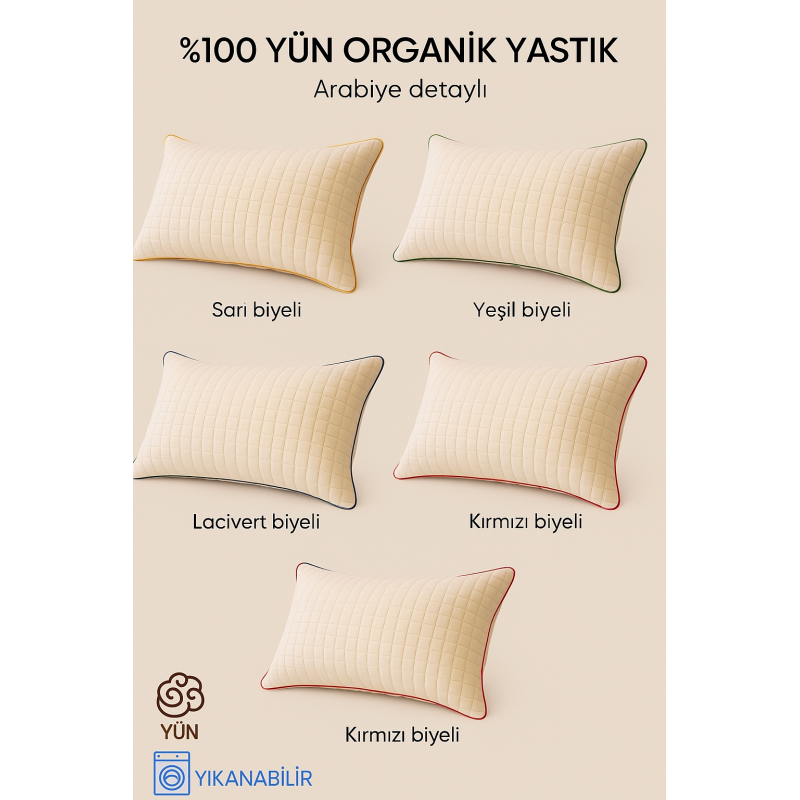100% Pure Wool Pillow 50x70 cm with Washable Cover