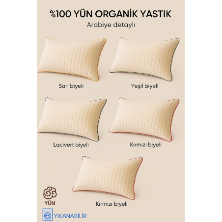100% Pure Wool Pillow 50x70 cm with Washable Cover
