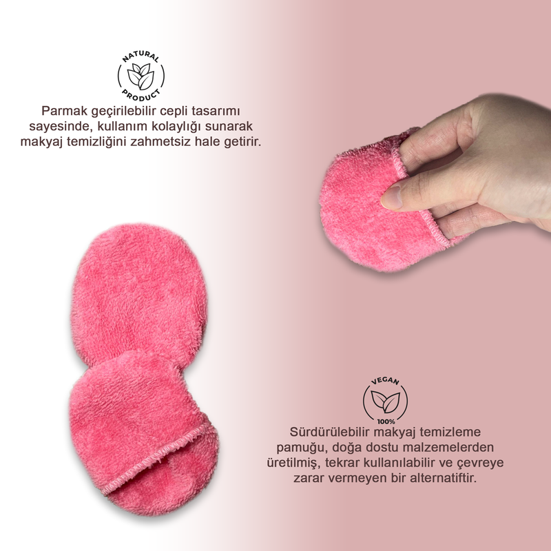 Set of 3 Pink Pocket Makeup Remover and Toner Pads