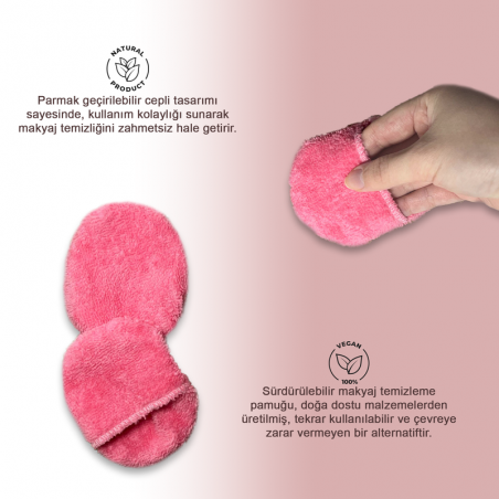 Set of 3 Pink Pocket Makeup Remover and Toner Pads