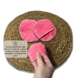 3'Lü Makyaj Yüz Cilt Temizleme Pedi| Tonik Pedi Cepli Pembe