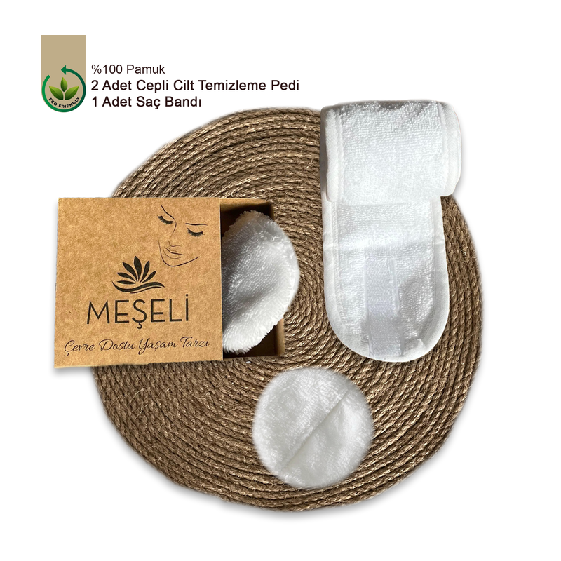 Makyaj Saç Bandı Ve 2 Adet Makyaj Temizleme Pedi Cepli