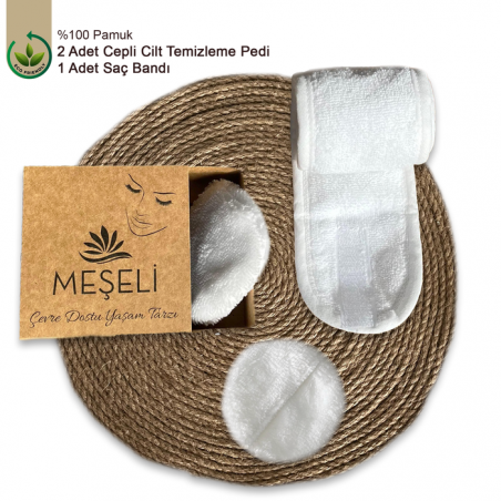 Makyaj Saç Bandı Ve 2 Adet Makyaj Temizleme Pedi Cepli