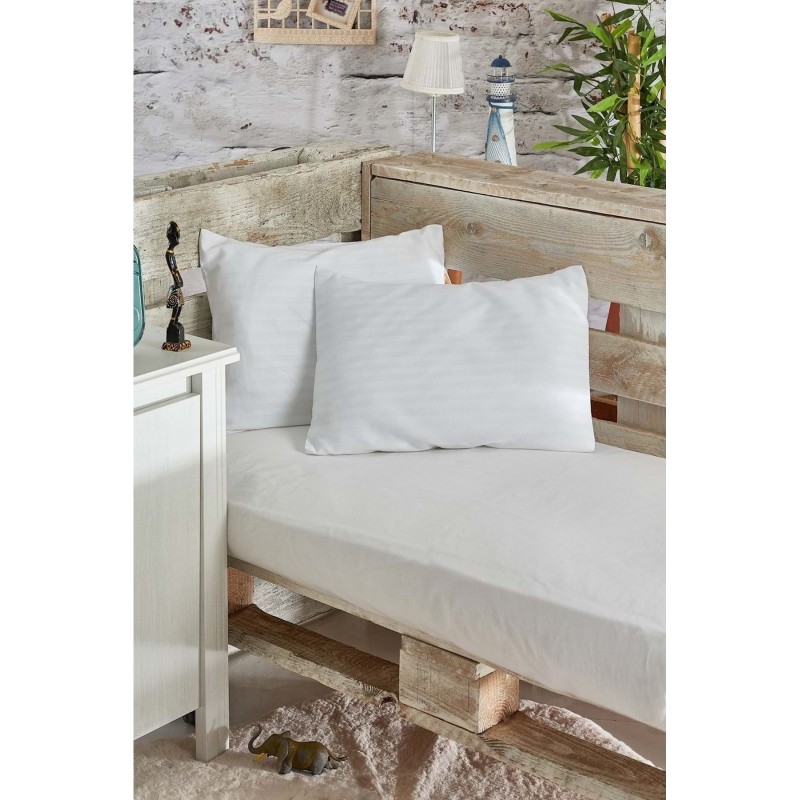 2 Adet Bebek Yastık Kılıfı |Çizgili Pamuk Saten 35x45