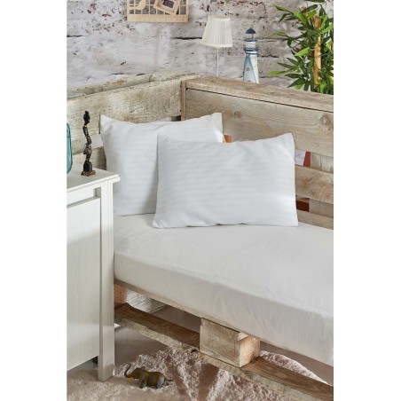 2 Adet Bebek Yastık Kılıfı |Çizgili Pamuk Saten 35x45