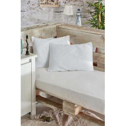 2 Adet Bebek Yastık Kılıfı |Çizgili Pamuk Saten 35x45