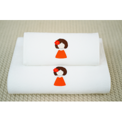 Woman Motif Embroidered Bath and Face Towel