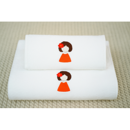 Woman Motif Embroidered Bath and Face Towel