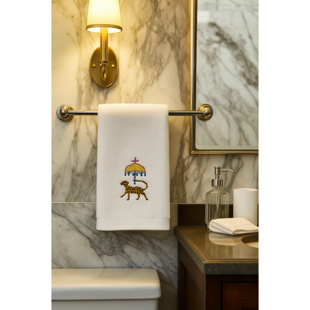 Kraliyet Leoparı Nakışlı El Yüz Havlusu 50x90