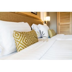 5 Adet 83 Tel %65 Pamuk %35 Polyester Saten Çizgili Otel Çarşafı