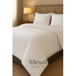 5 Adet 82 Tel %100 Pamuk Saten Çizgili Otel Nevresimi