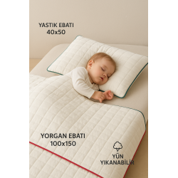 %100 Yün Bebek Yorganı Ve Bebek Yastığı Biye Detaylı
