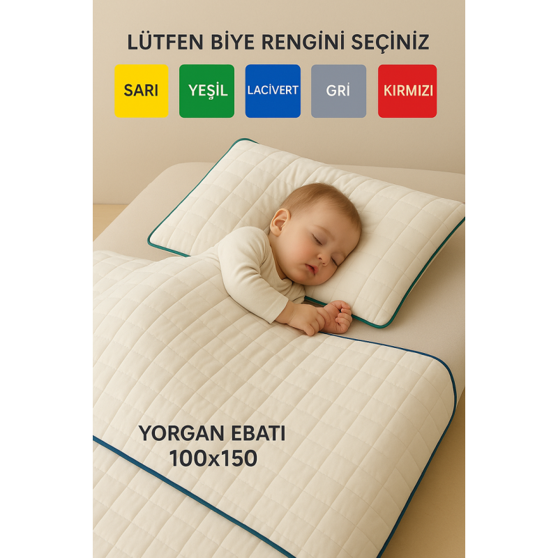 %100 Yün Bebek Yorganı Ve Bebek Yastığı Biye Detaylı