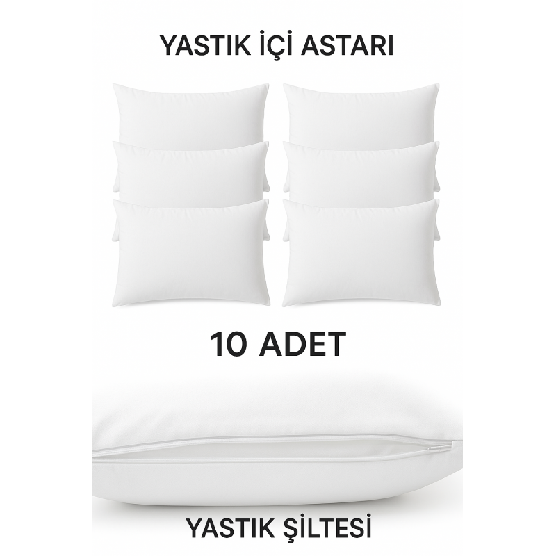 10 Adet Yastık Astar İçi Dolumluk Yastık İçi Şiltesi Fermuarlı