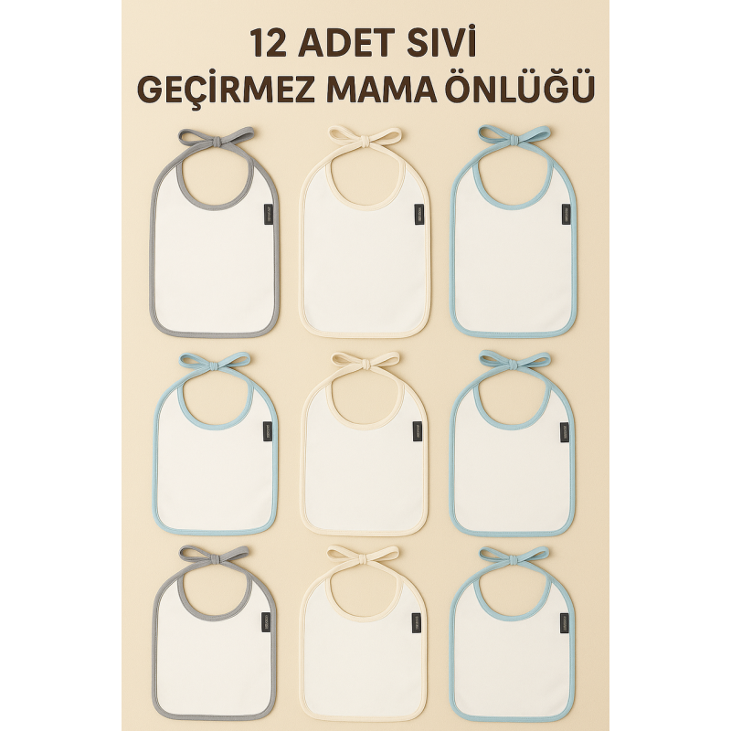 12'Li Sıvı Geçirmez Mama Önlüğü