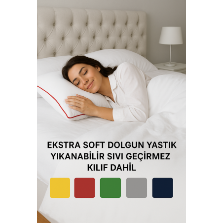 Lüks Kako Yastık Ekstra Soft Sıvı Geçirmez Dahili Kılıf Biye Detaylı