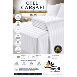 210 TC Striped Sateen Hotel Flat Sheet Cotton Polyester Blend