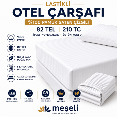 Lastikli Çarşaf Pamuk Saten Çizgili 83 Tel Fitted – Tüm Ebatlar