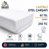 5'li Lastikli Otel Çarşafı 82 Tel %100 Pamuk Saten Çizgili 210 Tc