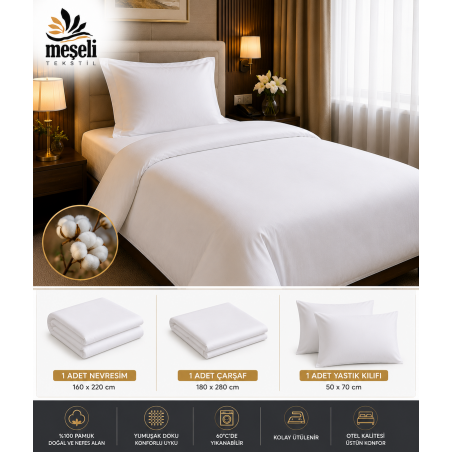Tek Kişilik Otel Nevresim Takımı %100 Pamuk