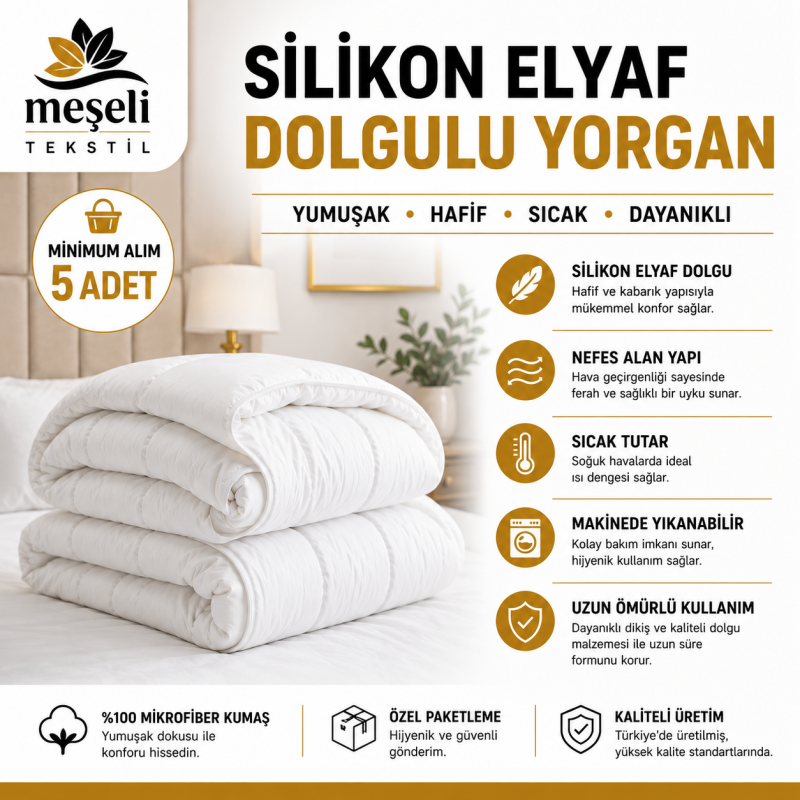5'li Toptan Silikon Yorgan %100 Silikon