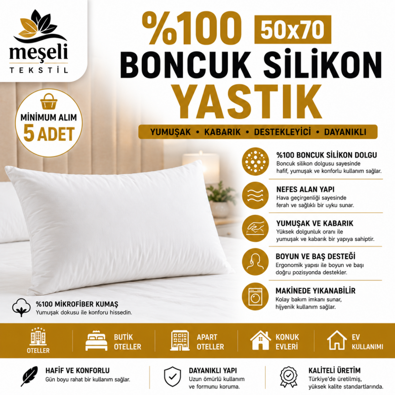 5'li Toptan %100 Silikon Yastık