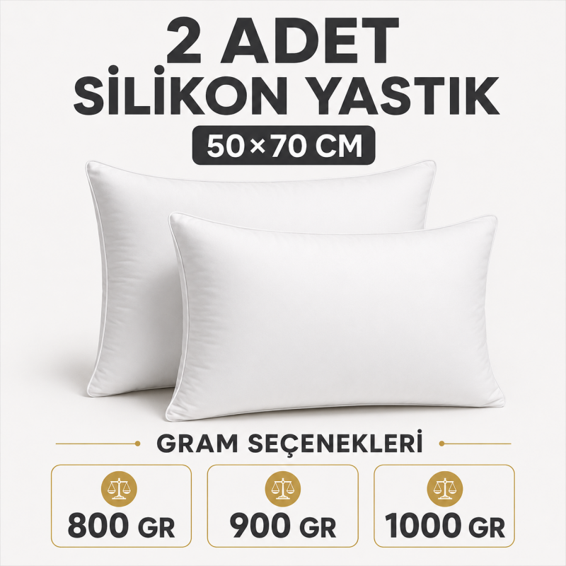 2 Silicone Fiber Pillows 50x70 cm